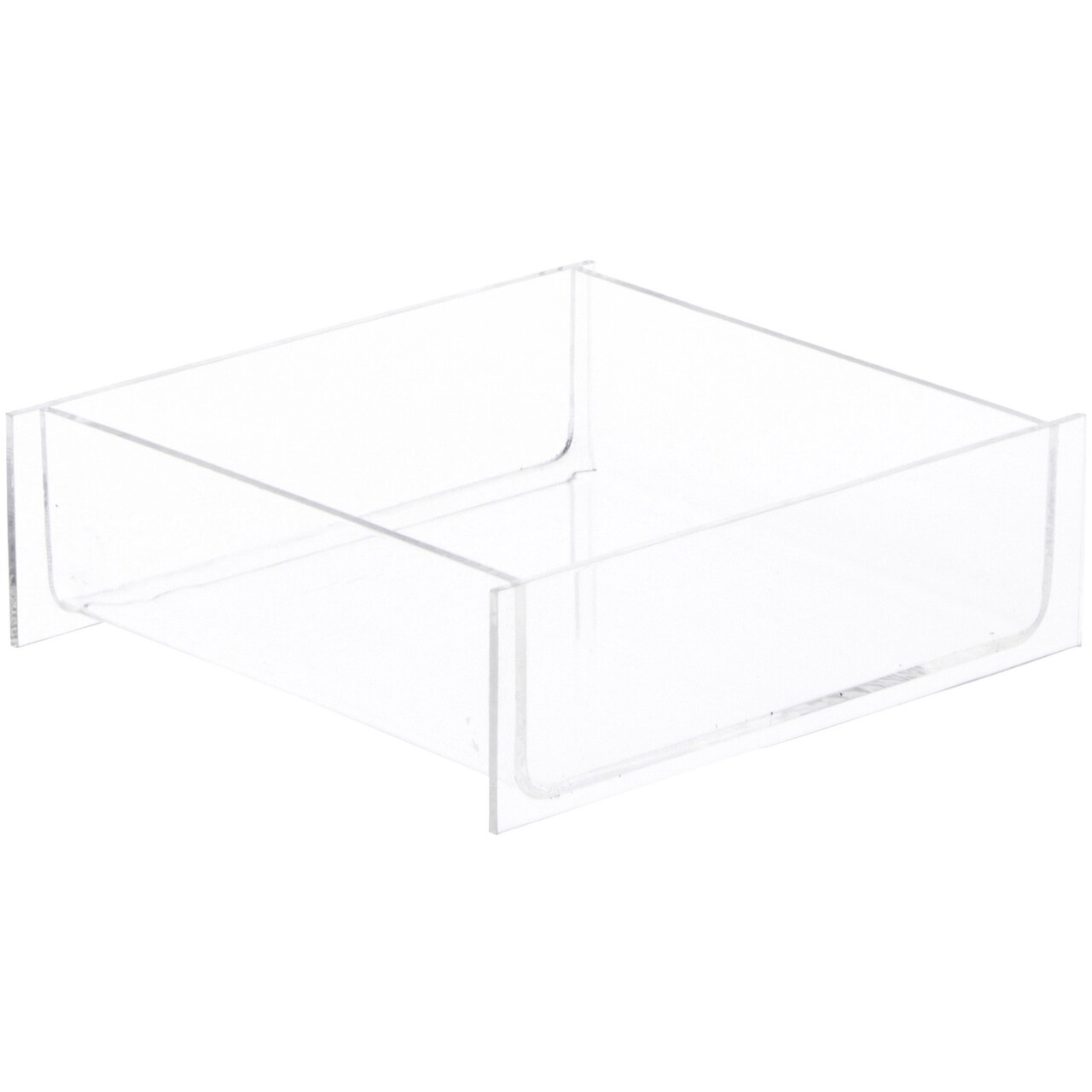 Plymor Clear Acrylic Square Open Top Merchandise Display Tray, 6" W x 6" D x 2" H